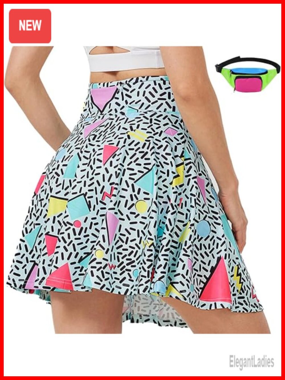 High Waisted Tennis Skort Set with Pockets Retro Athletic Golf Skirt Waist Bag